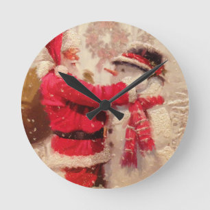 Horloge Ronde Père Noël Frosty Noël