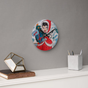 Horloge Ronde Père Noël Helper Christmas