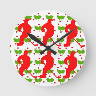 HORLOGE RONDE PÈRE NOËL HOCKEY