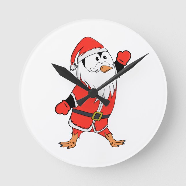 Horloge Ronde Père Noël Penguin Prêt pour Noël (Recto)