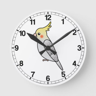 Horloge Ronde Perle Dessin Animé Perruche Oiseau