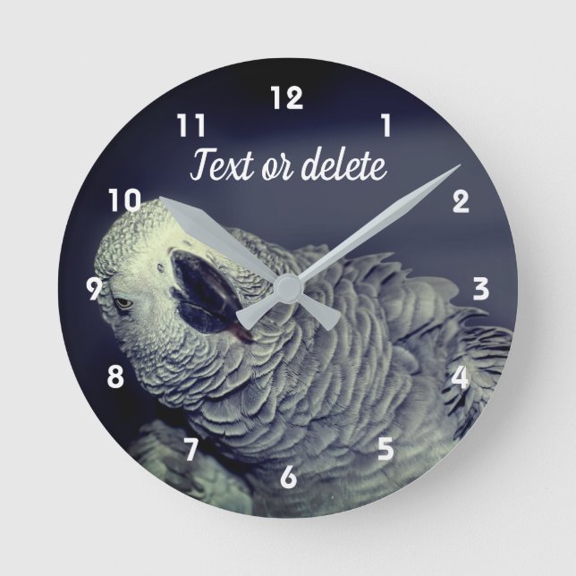 Horloge Ronde Perroquet gris d'Afrique mignon oiseau Personnalis (Recto)