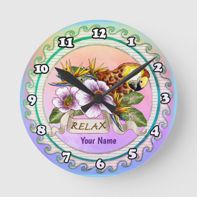 Horloge Ronde Perroquet Relax (Recto)