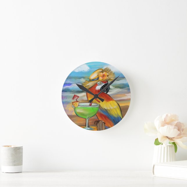 Horloge Ronde Perroquets de Fête (Maison)