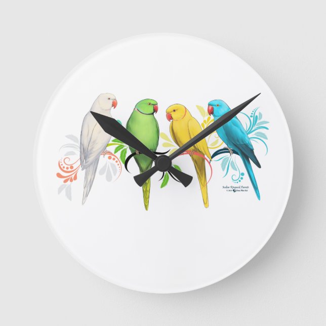 Horloge Ronde Perroquets indiens Ringneck (Recto)