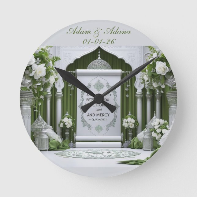 Horloge Ronde Personalised Islamic Bridal Wall Clock (Recto)