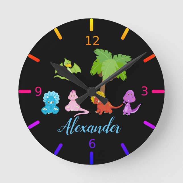 Horloge Ronde Personalized Baby Dinosaur & Friends (Recto)