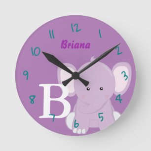Horloge Ronde Personalized Nursery Lilac Round Clock