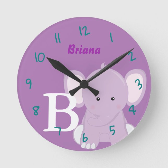 Horloge Ronde Personalized Nursery Lilac Round Clock (Recto)