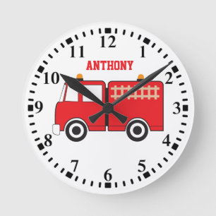 Horloge Ronde Personalized Red Fire Truck
