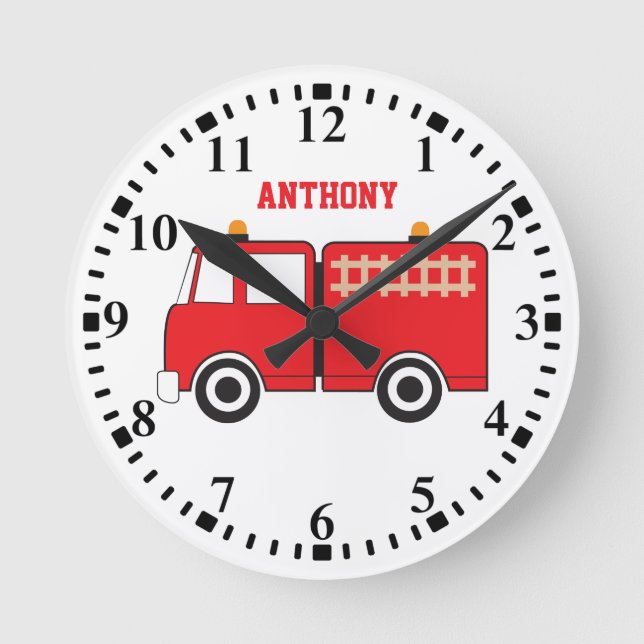 Horloge Ronde Personalized Red Fire Truck (Recto)