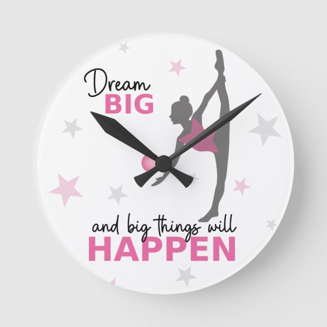 Horloge Ronde Personalized Rhythmic Gymnast Dream Big Wall Clock (Recto)