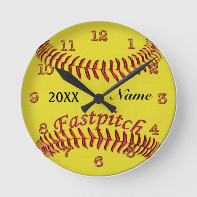 Horloge Ronde Personalized Softball Clocks Your NAME and YEAR (Recto)