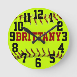 Horloge Ronde Personalized Softball Wall Clock