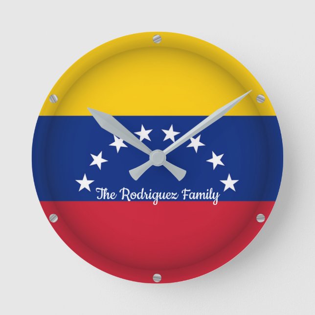 Horloge Ronde Personalized TEXT Proud Venezuela Flag Country (Recto)