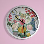 Horloge Ronde Personalized Vintage Chrysanthemum Poppy Lilac<br><div class="desc">This vintage flower collage was assembled by me. The floral-type prints came from antique flower journals published in the 1800’s! The wild Flowers in this collection are chrysanthemum,  poppy and lilac set in greenery.</div>