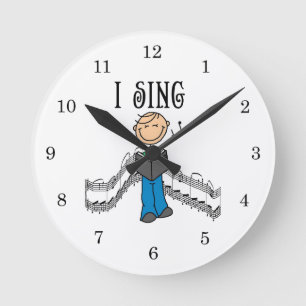 Horloge Ronde Personnage Bâton Masculin T-shirts et Cadeaux Je C