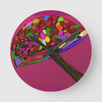 Horloge ronde personnage champignon art