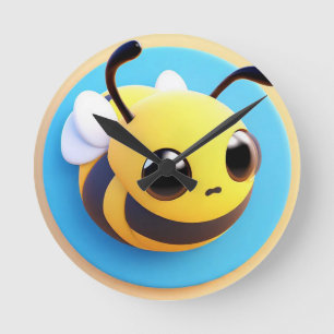 Horloge Ronde Personnage de abeille de dessin animé mignon avec 