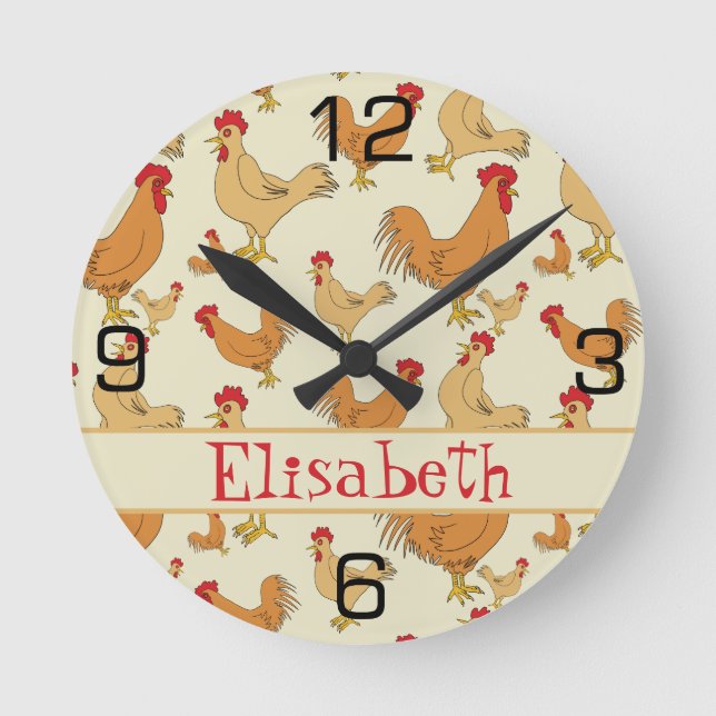 Horloge Ronde Personnage de Brown Chicken Design (Recto)