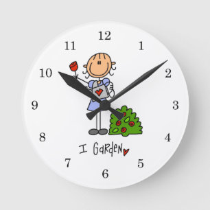 Horloge Ronde Personnage de jardinage bâton