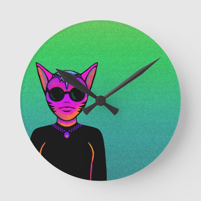 Horloge Ronde Personnage félin (Recto)