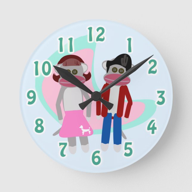 Horloge Ronde Personnages de dessin animé singe Fun Retro Sock H (Recto)