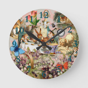 Horloge Ronde Personnages du thé dansant d'Alice au pays des mer