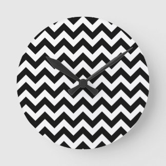 Horloge Ronde Personnalisable Grand Chevrons Blanc & Noir