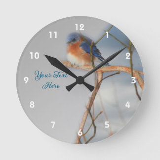 Horloge Ronde Personnalisation de la nature des oiseaux bleus