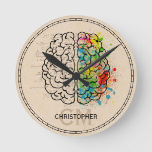 Horloge Ronde Personnalisation du cerveau humain gauche et droit