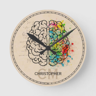 Horloge Ronde Personnalisation du cerveau humain gauche et droit