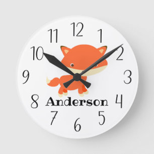 Horloge ronde personnalisée de Baby Fox
