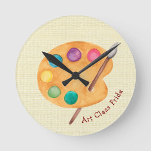 Horloge Ronde personnalisée NOM Art enseignant Art classe cadeau