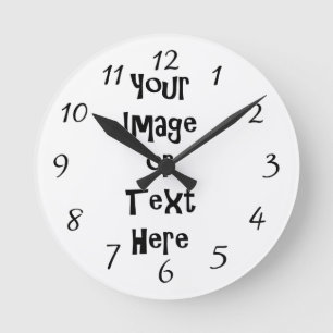 Horloge Ronde Personnaliser avec images et texte personnalisés