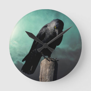 Horloge Ronde Personnaliser ce corbeau primitif