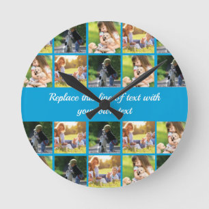 Horloge Ronde Personnaliser le collage photo et le texte