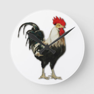 Horloge Ronde Personnaliser rouge de poulet de coq
