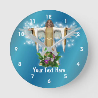 Horloge Ronde Personnalité de Guardian Angel and Flowers