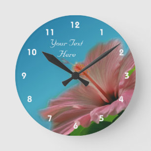 Horloge Ronde Personnalité de Pink Hibiscus Flower
