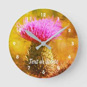 Horloge Ronde Personnalité de Purple Thistle Flower