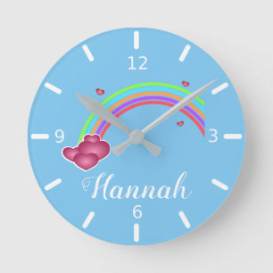 Horloge Ronde Personnalité du Colorful Rainbow & Hearts