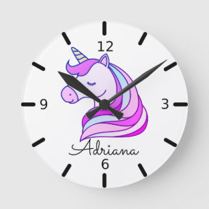 Horloge Ronde Personnalité du Colorful Unicorn