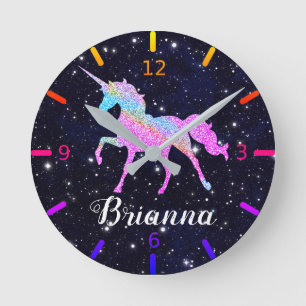 Horloge Ronde Personnalité du Colorful Unicorn