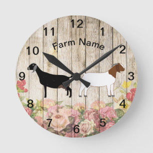 Horloge Ronde Personnalized Boer and Nubian Goat Farm Round Cloc