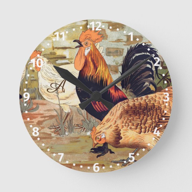 Horloge Ronde Personnalized Colorful Rooster Farmhouse Square W (Recto)