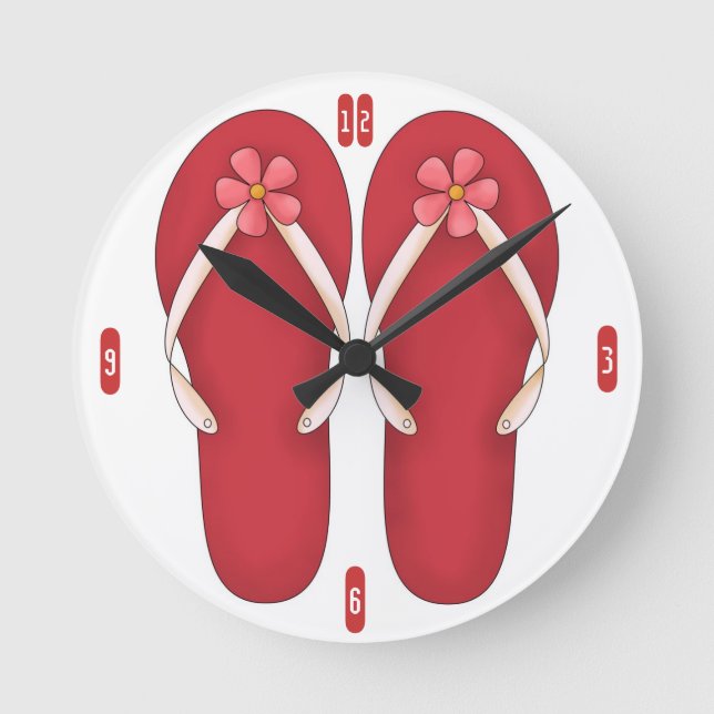 Horloge Ronde Personnalized flip flops clock beach theme clocks (Recto)