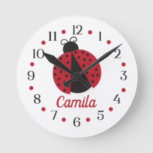 Horloge Ronde Personnalized Ladybug Girl's Nursery Room Decor
