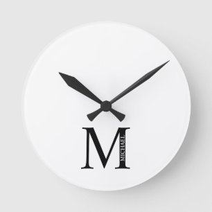 Horloge Ronde Personnalized Monogram and Name Round Clock