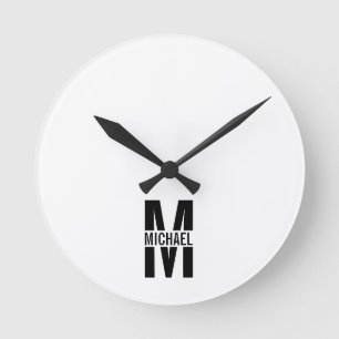 Horloge Ronde Personnalized Monogram and Name Round Clock